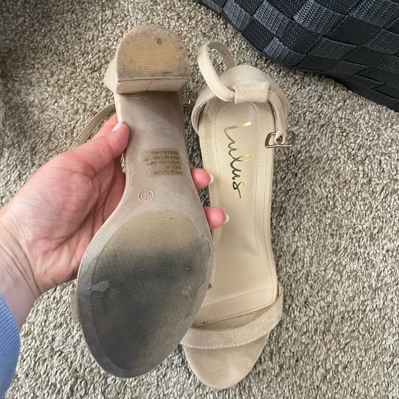 Lulu’s Taylor Natural Suede Ankle Strap Heels - Size 10 - Picture 5 of 7